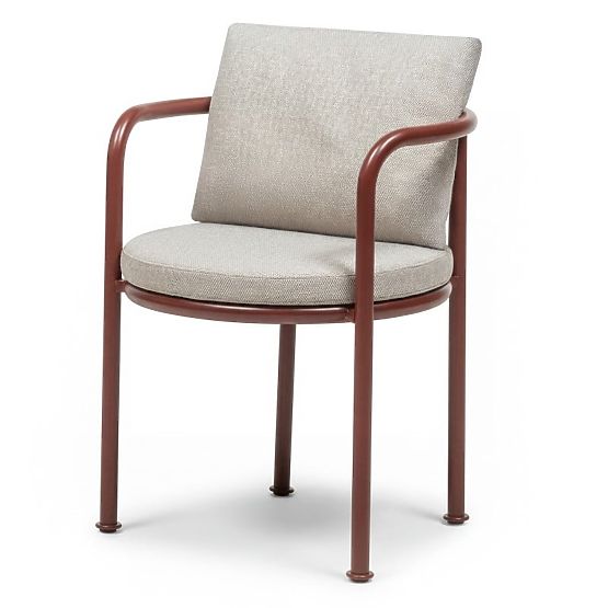 Amarello Garden Chair Aluminum, Light Beige/Burgundy Brown Rounded