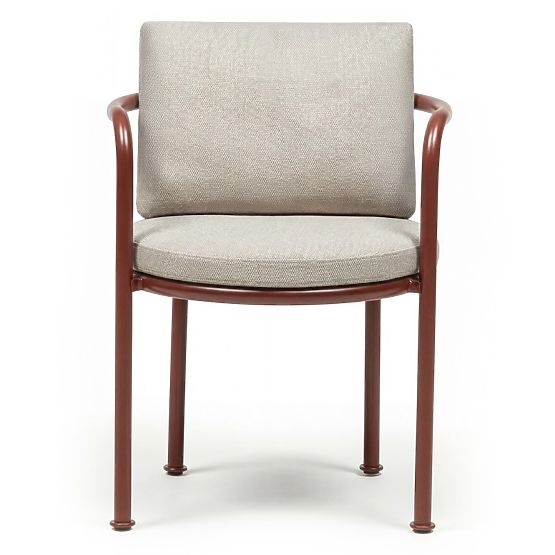 Amarello Garden Chair Aluminum, Light Beige/Burgundy Brown Rounded