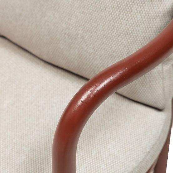 Amarello Garden Chair Aluminum, Light Beige/Burgundy Brown Rounded