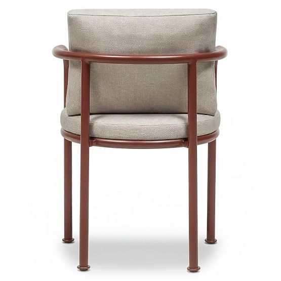 Amarello Garden Chair Aluminum, Light Beige/Burgundy Brown Rounded