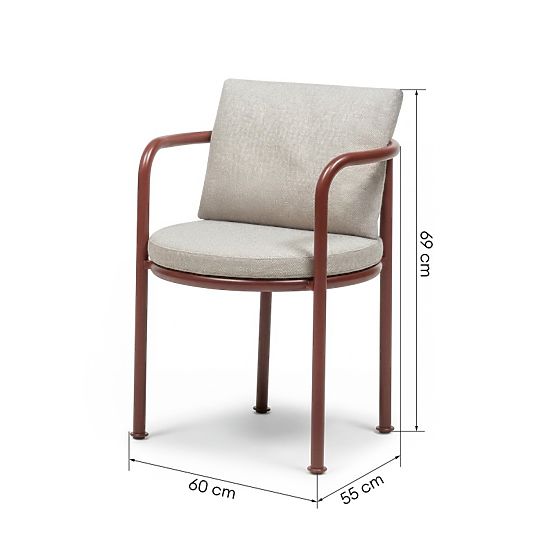 Amarello Garden Chair Aluminum, Light Beige/Burgundy Brown Rounded