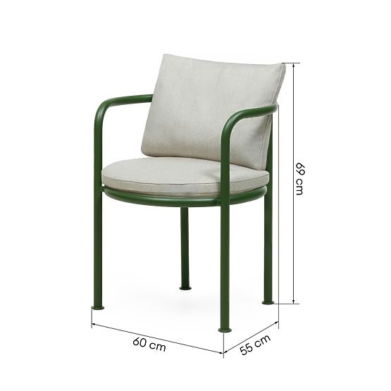 Amarello Garden Chair Aluminum, Light Beige/Green, Rounded