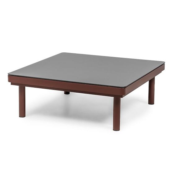 Amarello Garden Corner Sofa with Table, Aluminum, Wicker, Light Beige/Burgundy Brown