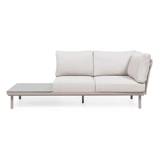 Amarello Garden Corner Sofa with Table, Aluminum, Woven, Light Beige/Beige-Grey