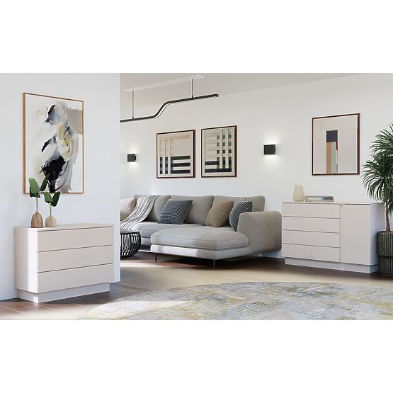 AMBER 3S Chest of Drawers 3 Drawers for Bedroom Living Room CASHMERE Beige