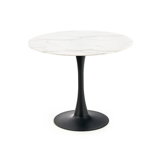 AMBROSIO Round Table, Top - Glass, Leg - Black (2p=1pc)