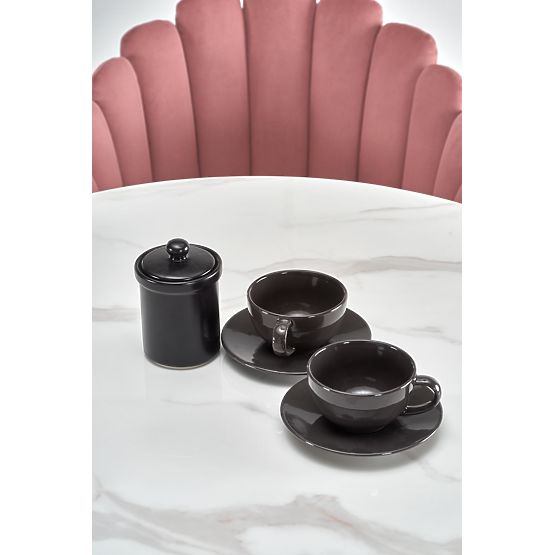 AMBROSIO Round Table, Top - Glass, Leg - Black (2p=1pc)