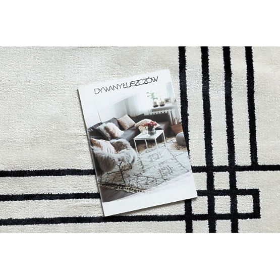 AMOUR 53096C Carpet Cream - Frame, Modern Lines, Elegant