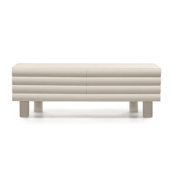 Anatra TV Cabinet, Ribbed, Beige, Rounded Shapes