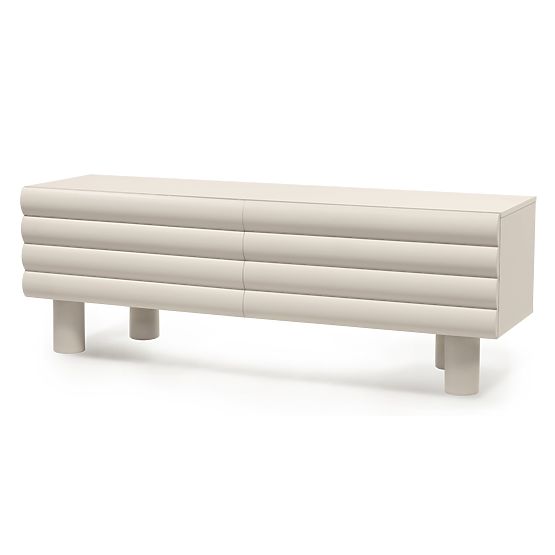 Anatra TV Cabinet, Ribbed, Beige, Rounded Shapes