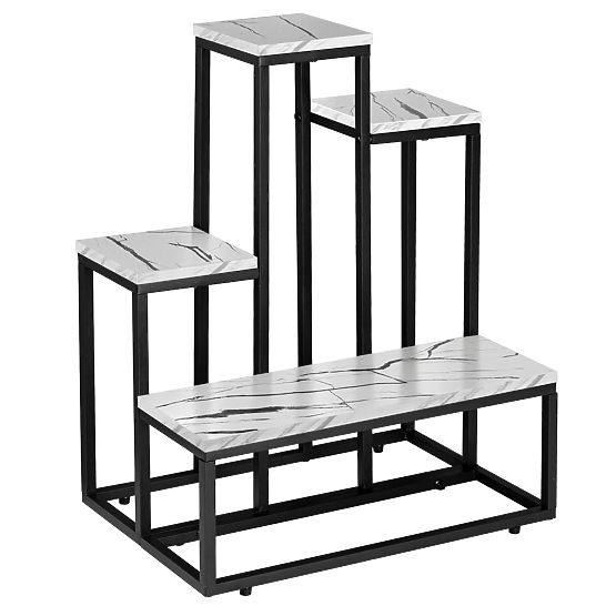 ANTIRES White Marble Metal Plant Stand