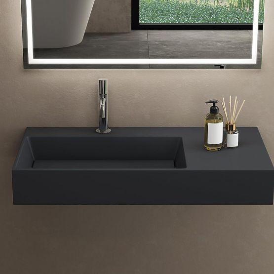 Archi 75 CM Matte Gray Conglomerate Washbasin