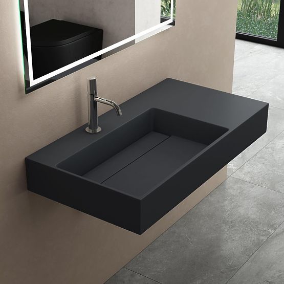 Archi 75 CM Matte Gray Conglomerate Washbasin