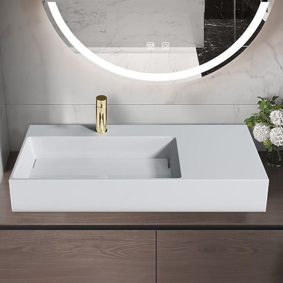 Archi 75 CM White Conglomerate Washbasin