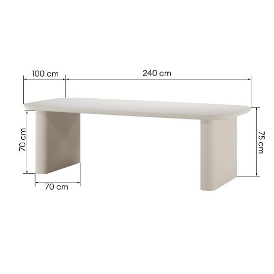 Astiara Garden Table 240 cm, Cement, Light Beige, Matte