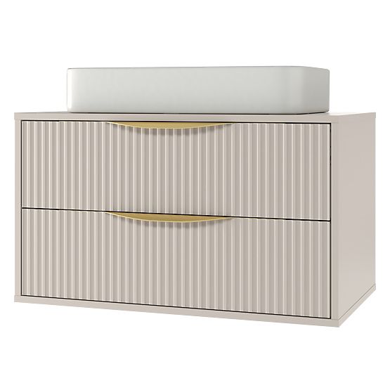 Avila 2.0 Under-Sink Cabinet, 80 cm, Grooved, Gold Handles, Cashmere