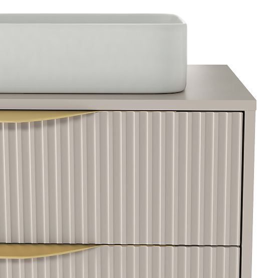 Avila 2.0 Under-Sink Cabinet, 80 cm, Grooved, Gold Handles, Cashmere