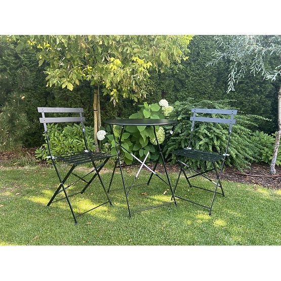 Balcony Furniture Set (2 x Folding Chairs + Table) SEMPLICI Steel Black