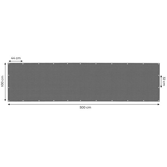 Balcony Screen with Hardware 100x500 cm Shading Net + Installation Elements Grey MultiGarden