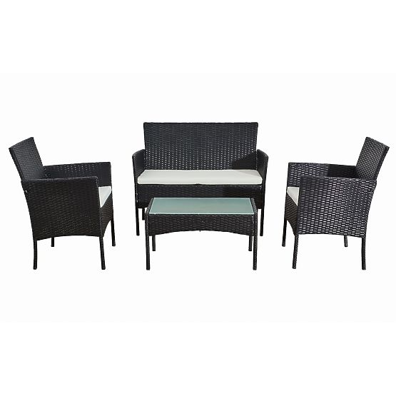 Balcony Set Made of Technorattan (Sofa + 2 x Armchair + Table) COMODO Black