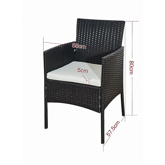 Balcony Set Made of Technorattan (Sofa + 2 x Armchair + Table) COMODO Black