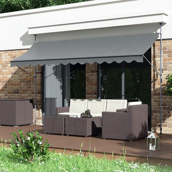 Balcony Sun Awning with Adjustable Height, Waterproof with Manual Crank
