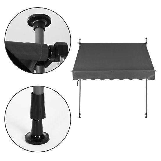 Balcony Sun Awning with Adjustable Height, Waterproof with Manual Crank