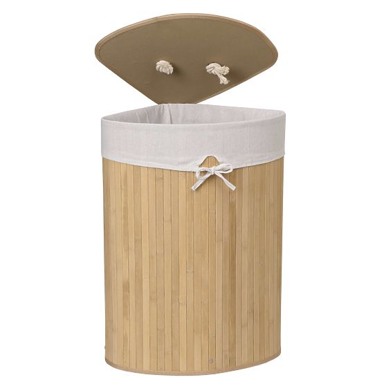 Bamboo Corner Laundry Basket with Lid Natural 60L
