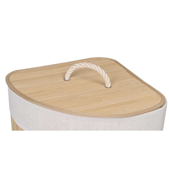 Bamboo Corner Laundry Basket with Lid Natural 60L
