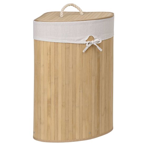 Bamboo Corner Laundry Basket with Lid Natural 60L