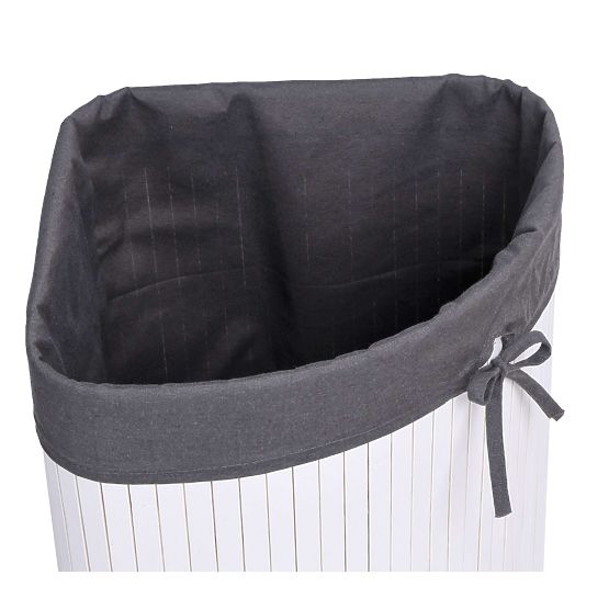 Bamboo Corner Laundry Basket with Lid White-Grey