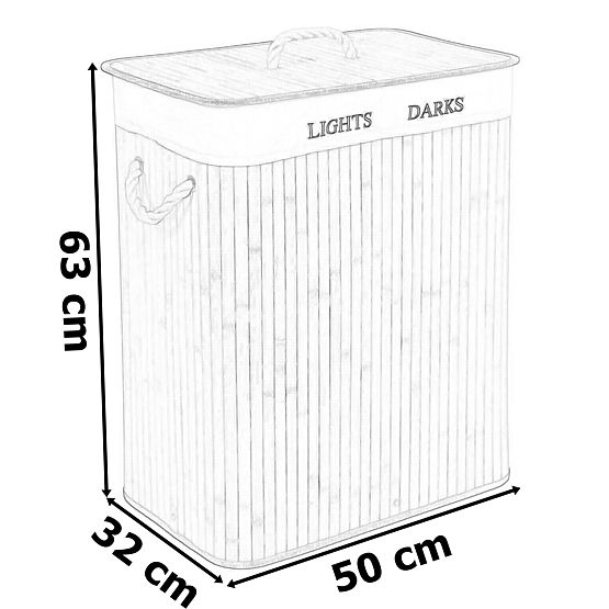 Bamboo Laundry Basket 2 Compartments Black FSC