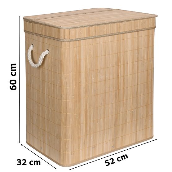 Bamboo Laundry Basket Soren 2 Compartments Natural