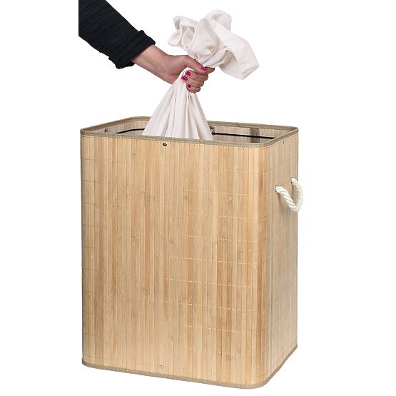 Bamboo Laundry Basket Soren 2 Compartments Natural
