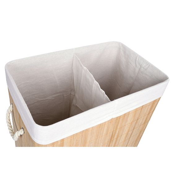 Bamboo Laundry Basket Soren 2 Compartments Natural