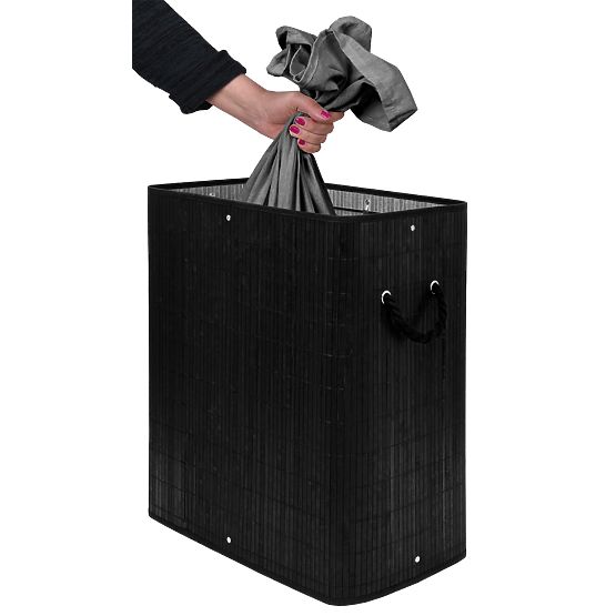 Bamboo Laundry Basket with Lid 100L Black