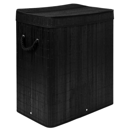 Bamboo Laundry Basket with Lid 100L Black
