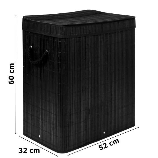 Bamboo Laundry Basket with Lid 100L Black