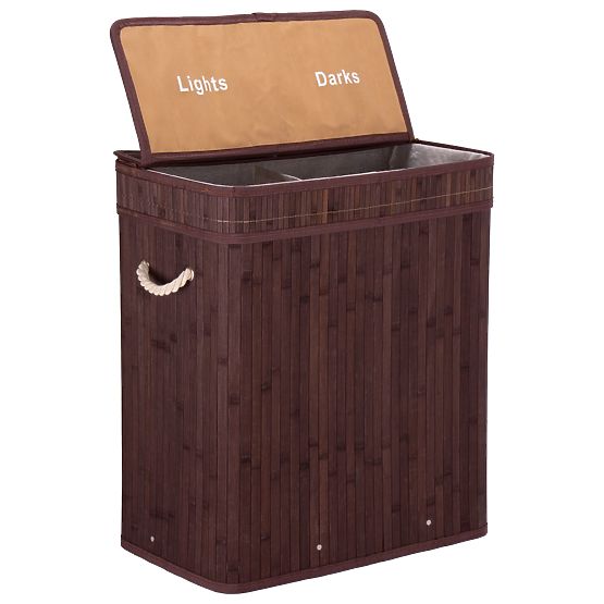Bamboo Laundry Basket with Lid 100L Wenge