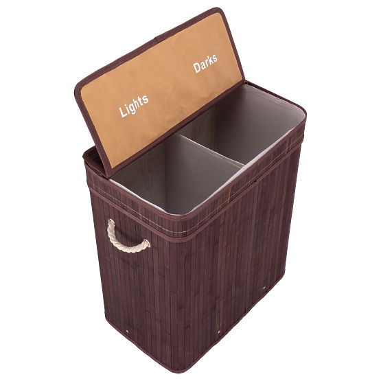 Bamboo Laundry Basket with Lid 100L Wenge
