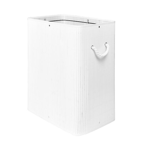 Bamboo Laundry Basket with Lid 100L White