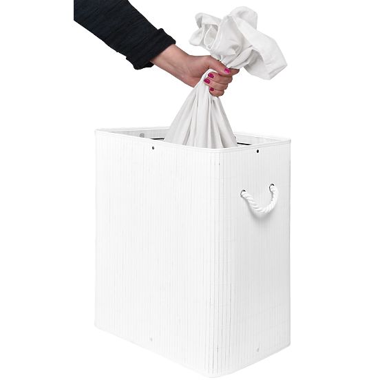 Bamboo Laundry Basket with Lid 100L White