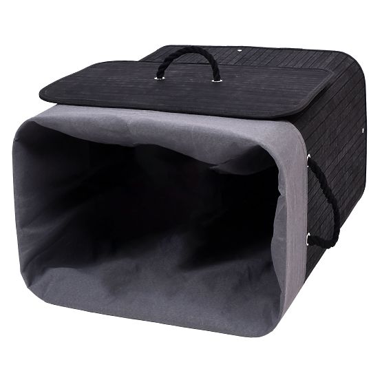 Bamboo Laundry Basket with Lid 80L Black-Grey