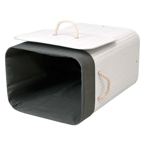 Bamboo Laundry Basket with Lid 80L White-Grey