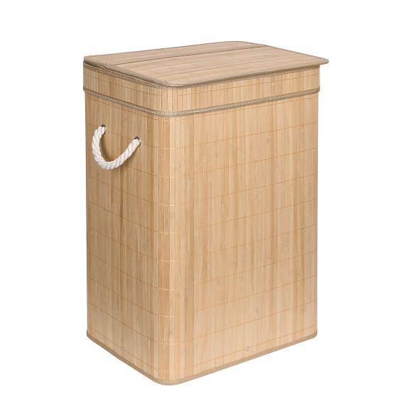 Bamboo Laundry Basket with Lid SOREN 80L Natural