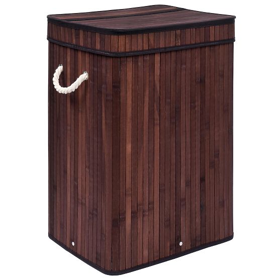 Bamboo Laundry Basket with Lid SOREN 80L Wenge