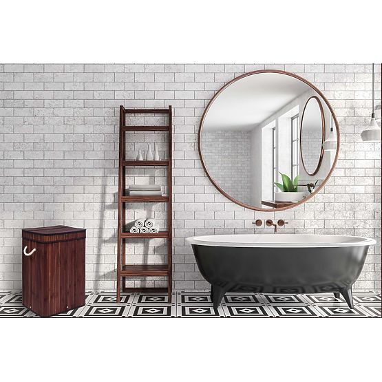 Bamboo Laundry Basket with Lid SOREN 80L Wenge