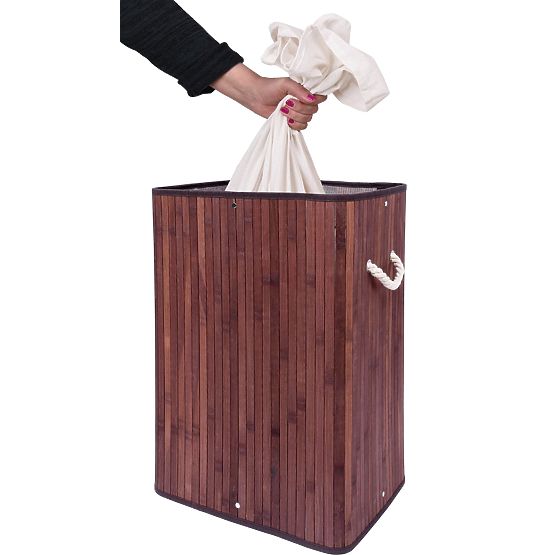 Bamboo Laundry Basket with Lid SOREN 80L Wenge