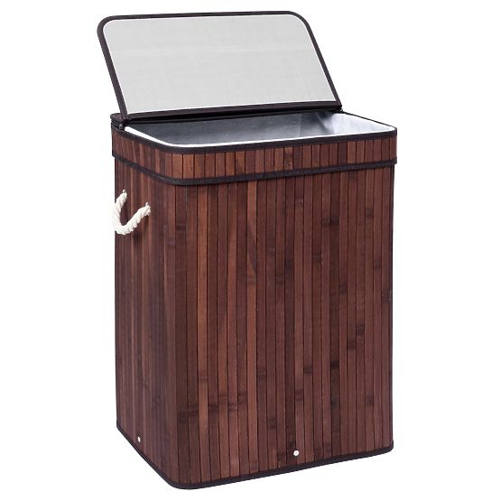 Bamboo Laundry Basket with Lid SOREN 80L Wenge
