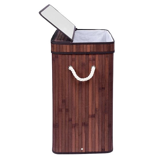 Bamboo Laundry Basket with Lid SOREN 80L Wenge